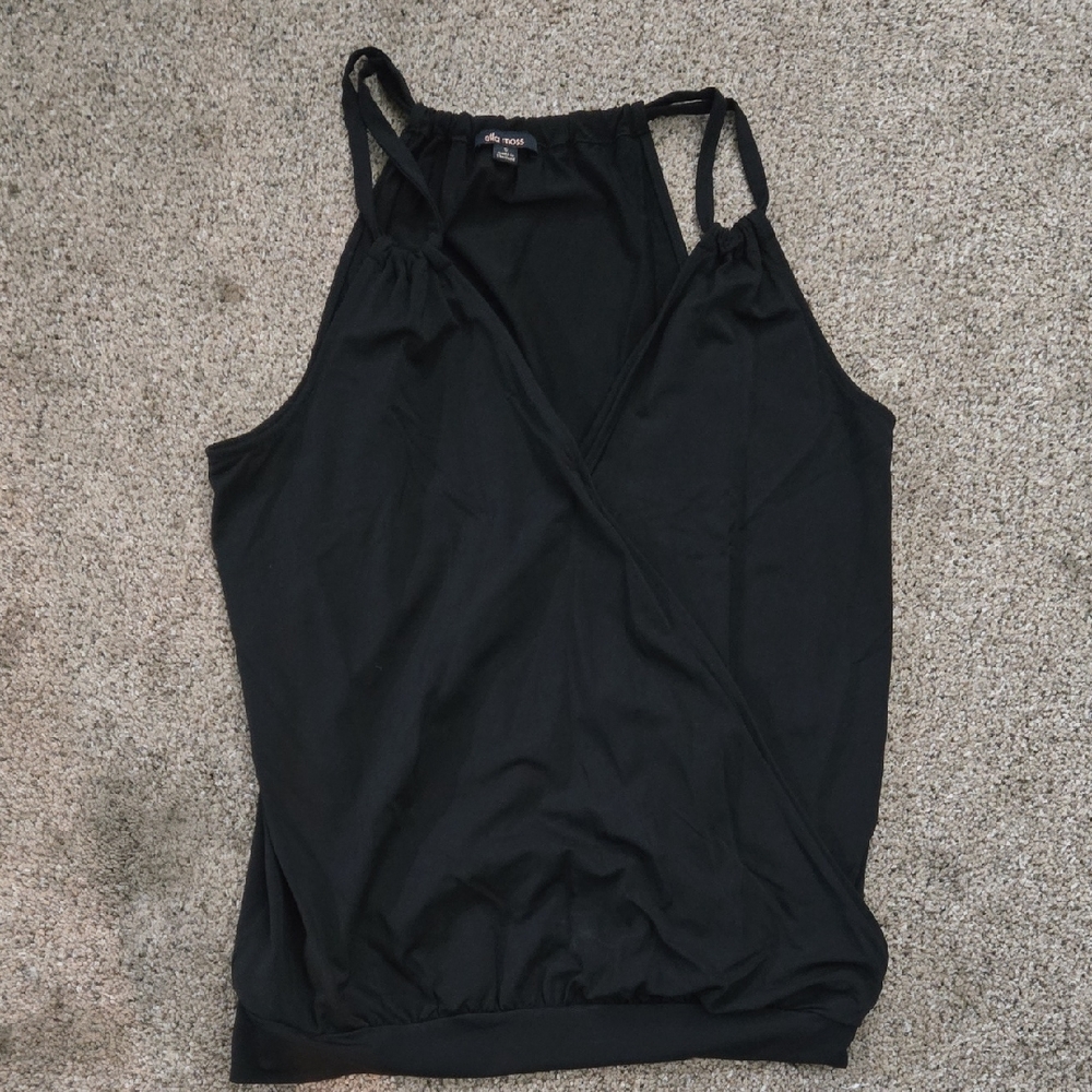 Ella Moss black wrap-style halter top (Size Small)